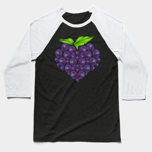 Vitis Vine of Berries In Heart Shape - Vegetarian - Go Vegan Baseball T-Shirt